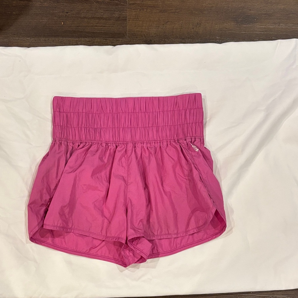 FP Movement by Free People Magenta High-Waist Smocked Waist Shorts